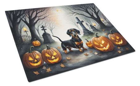 NEW Dachshund Spooky Halloween Glass Cutting Board Decorative Tempered Glass Kitchen Cutting and Serving Board Large Size Chopping Board (Default: Default)