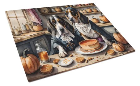 NEW Basset Hound Fall Kitchen Pumpkins Glass Cutting Board Decorative Tempered Glass Kitchen Cutting and Serving Board Large Size Chopping Board (Default: Default)